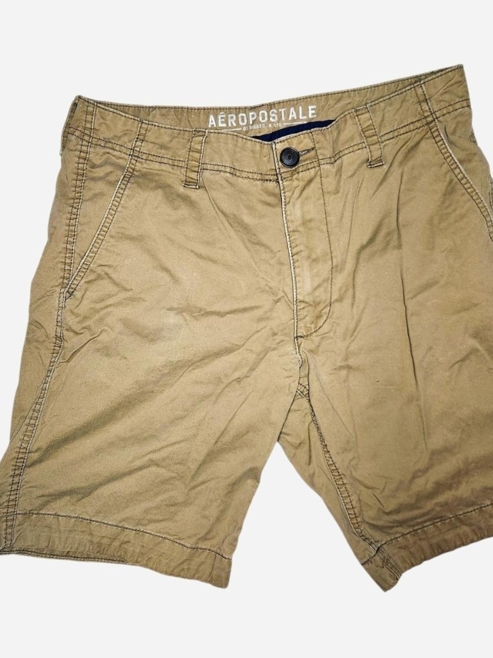 Aeropostale Men's Khaki Flat Front Shorts